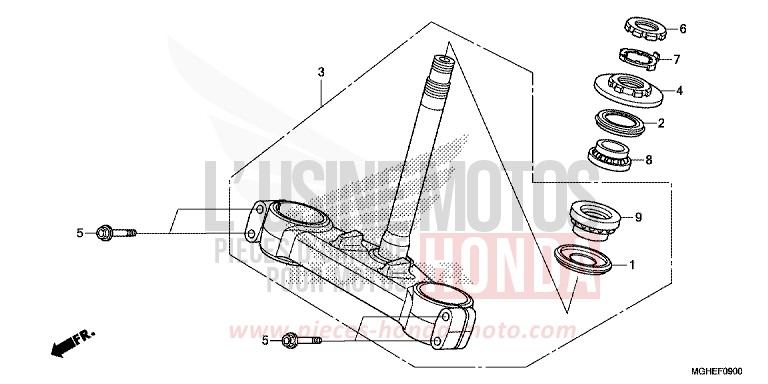 STEERING STEM for VFR1200X Dual Clutch CANDY PROMINENCE RED (R342) from 2014